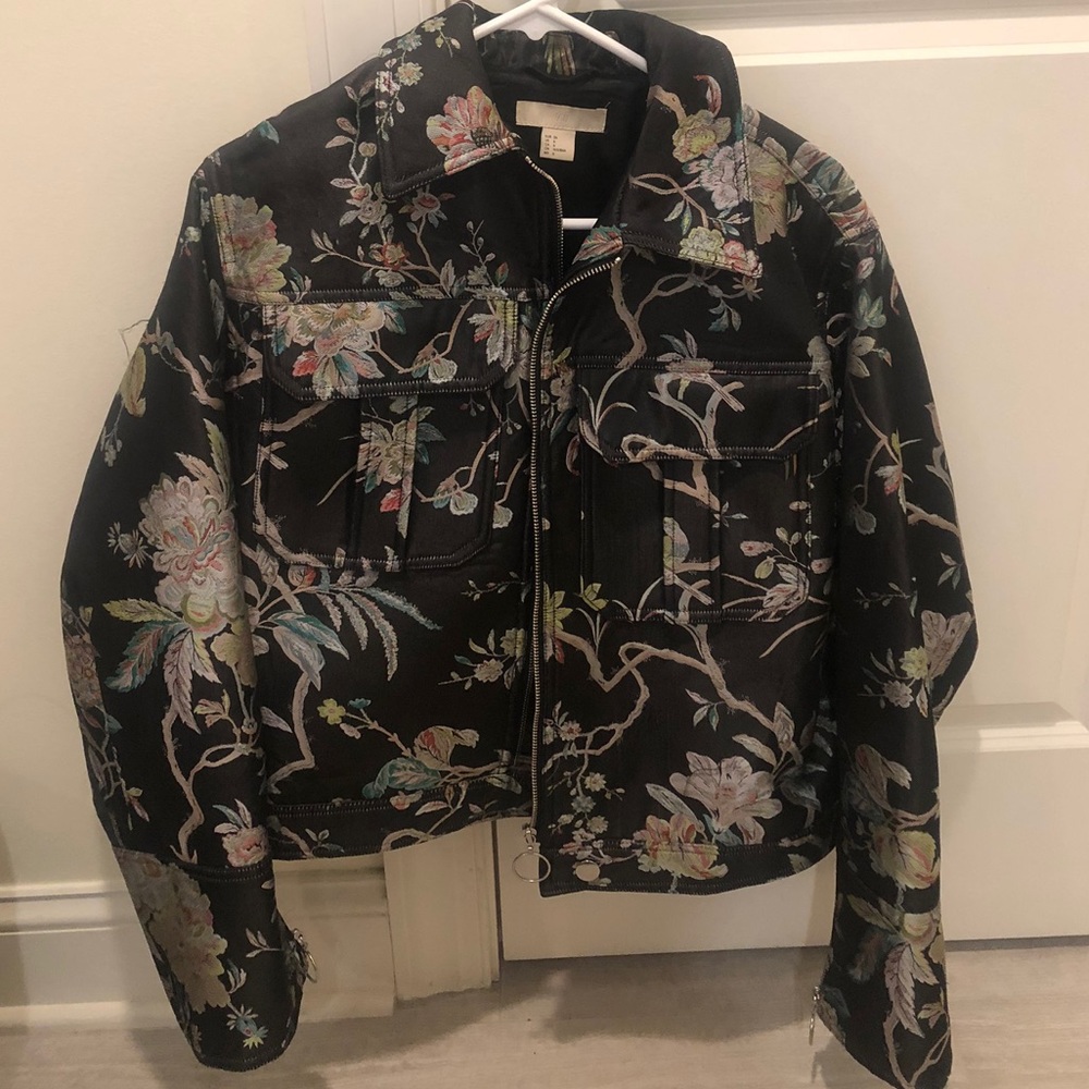 Silky floral bomber jacket